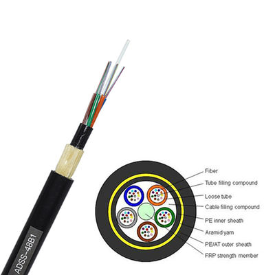 Kabel światłowodowy ADSS o rozpiętości 100 m, 48-żyłowa antena z podwójnym płaszczem