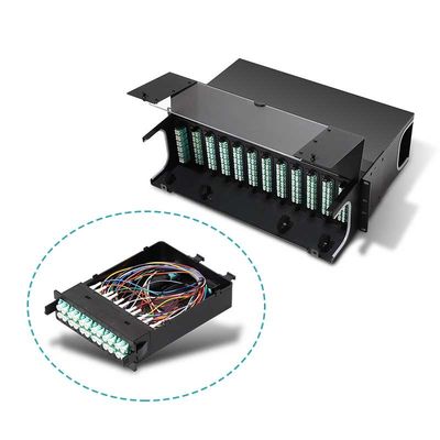 Patch panel światłowodowy o wysokiej gęstości 19 cali 1U MPO MTP-LC 24F 10G 40G