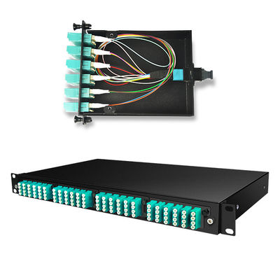 144 rdzenie 19 &quot;1U MTP Fibre MPO Panel krosowy z 4-częściowymi kasetami OM3 MTP-LC
