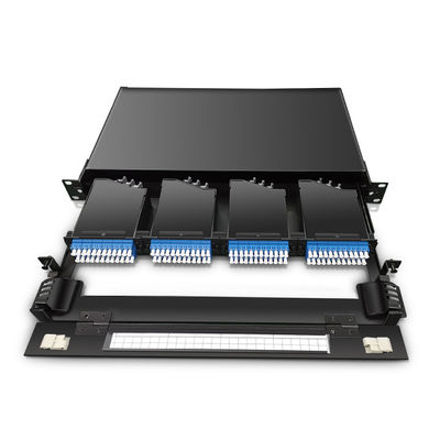 144 rdzenie 19 &quot;1U MTP Fibre MPO Panel krosowy z 4-częściowymi kasetami OM3 MTP-LC