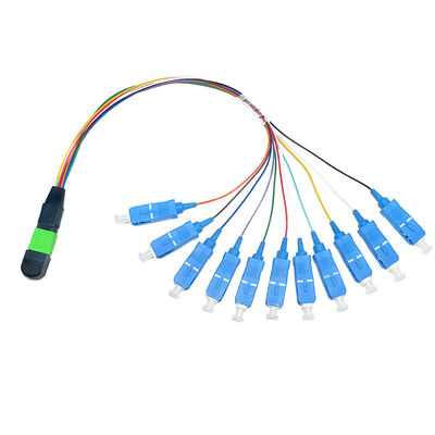Dostosowany 12-rdzeniowy kabel światłowodowy MPO 0,9 mm Jednomodowy 1M Fanout