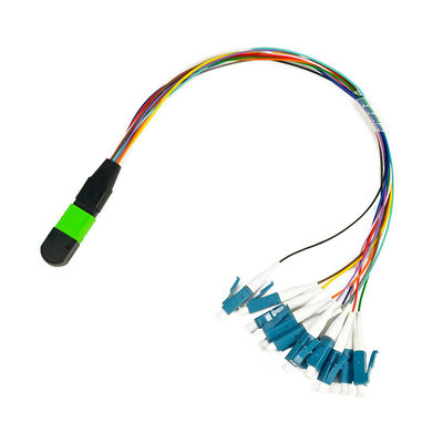 Dostosowany 12-rdzeniowy kabel światłowodowy MPO 0,9 mm Jednomodowy 1M Fanout