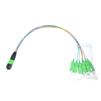 Dostosowany 12-rdzeniowy kabel światłowodowy MPO 0,9 mm Jednomodowy 1M Fanout