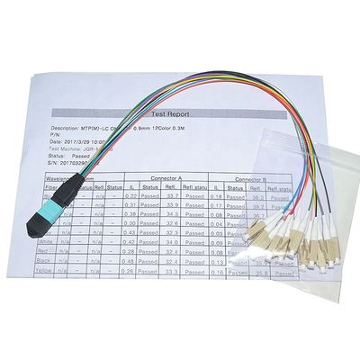 Dostosowany zespół kabla światłowodowego 12-rdzeniowy MPO Męski LC Fibre 0,9 mm Fanout
