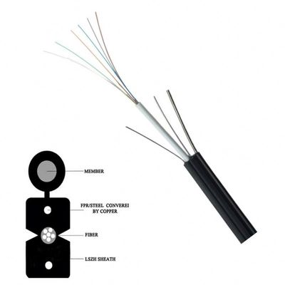 FTTH 12-rdzeniowy kabel światłowodowy GJYXCH z drutem stalowym w kolorze czarnym