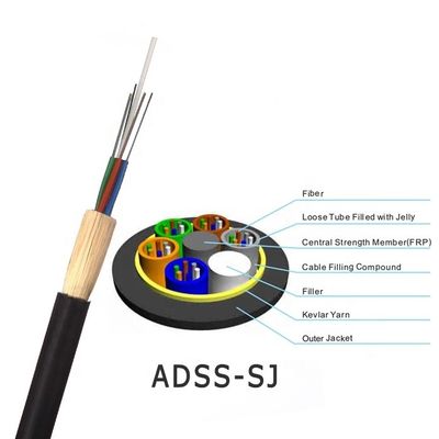 Zewnętrzny kabel światłowodowy ADSS 12 rdzeni o długości 100 m z pojedynczą osłoną