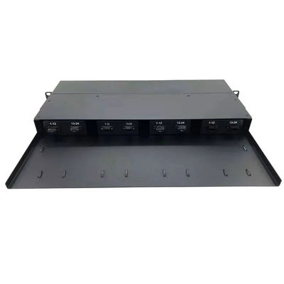 Czarny panel krosowy MPO, kaseta MPO na LC z 12 rdzeniami 24 rdzenie