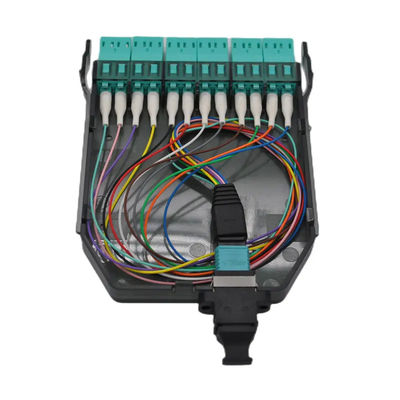 Czarny panel krosowy MPO, kaseta MPO na LC z 12 rdzeniami 24 rdzenie
